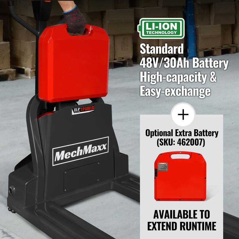 MechMaxx 202002 Electric Pallet Jack – 4400 lb Lithium Battery Walkie Pallet Truck with 45" Forks