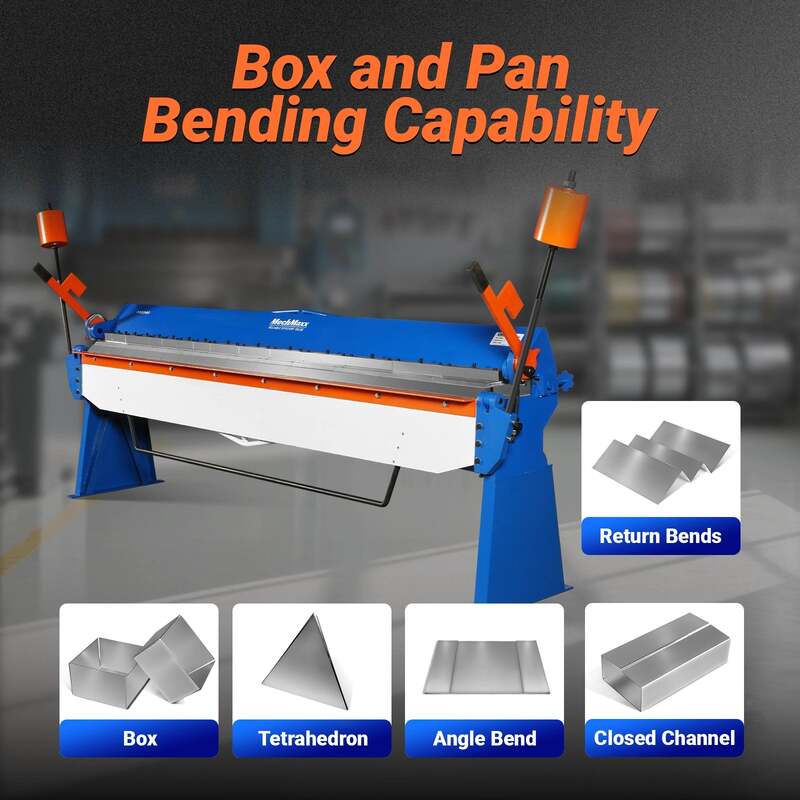 MechMaxx 500305 PB12014 120" Manual Pan & Box Brake – 14 Gauge 10-Ft Sheet Metal Brake