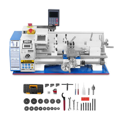MechMaxx 500004 0831VD 8" x 16" Mini Metal Lathe with DRO – 1.5HP Brushless Variable Speed Benchtop Lathe