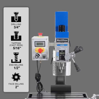 MechMaxx 500101 10" x 30" Combo Lathe Mill Drill – 1.5HP Brushless Motor, Variable Speed 0–2000 RPM