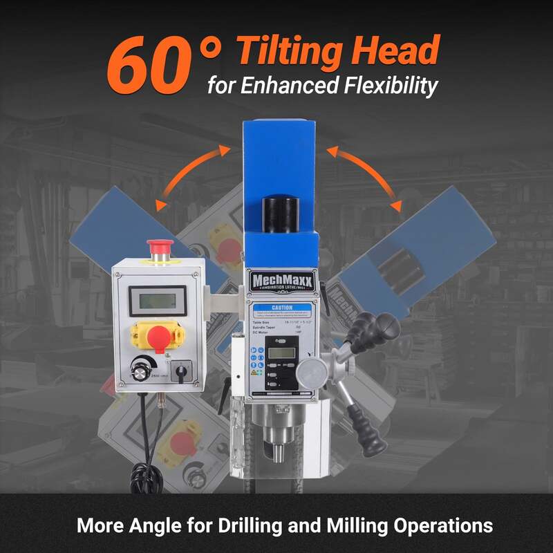 MechMaxx 500101 10" x 30" Combo Lathe Mill Drill – 1.5HP Brushless Motor, Variable Speed 0–2000 RPM