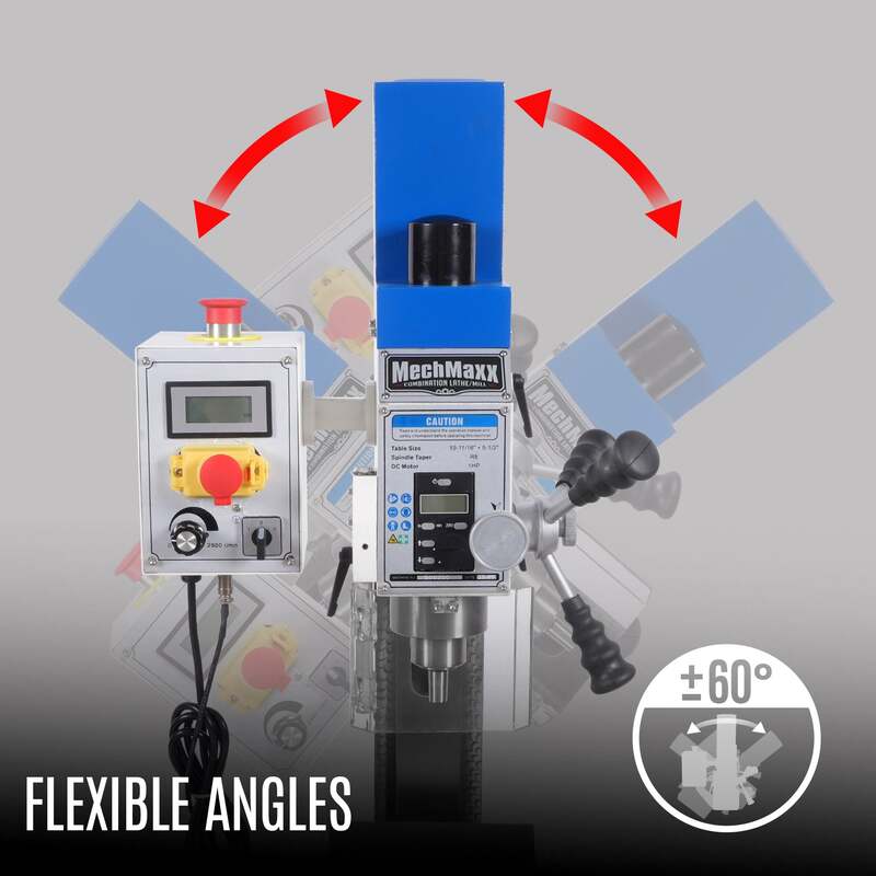 MechMaxx 500101 10" x 30" Combo Lathe Mill Drill – 1.5HP Brushless Motor, Variable Speed 0–2000 RPM