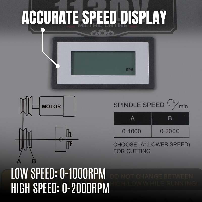 MechMaxx 500007 11" x 30" Variable Speed Metal Lathe – 2HP Brushless Motor, 1.5" Spindle Bore