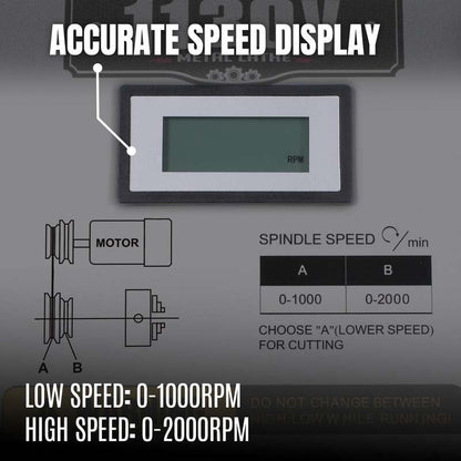 MechMaxx 500007 11" x 30" Variable Speed Metal Lathe – 2HP Brushless Motor, 1.5" Spindle Bore