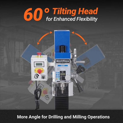 MechMaxx 500102 1130VC 11" x 30" Combination Lathe Milling Drilling Machine – 2HP Variable Speed Metalworking Lathe