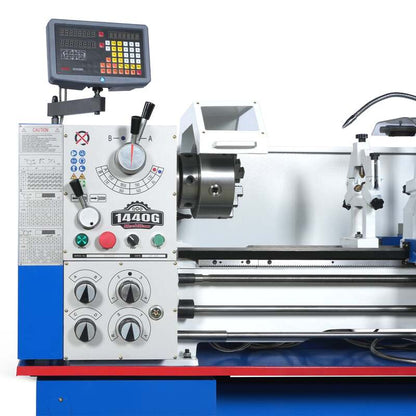 MechMaxx 500009 1440G 14" x 40" Industrial Metal Lathe with DRO – 2HP Precision Gearhead Lathe with Stand
