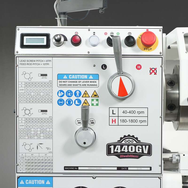 MechMaxx 500010 1440GV 14" x 40" Industrial Metal Lathe with DRO – 3HP Variable Speed Gunsmith Lathe