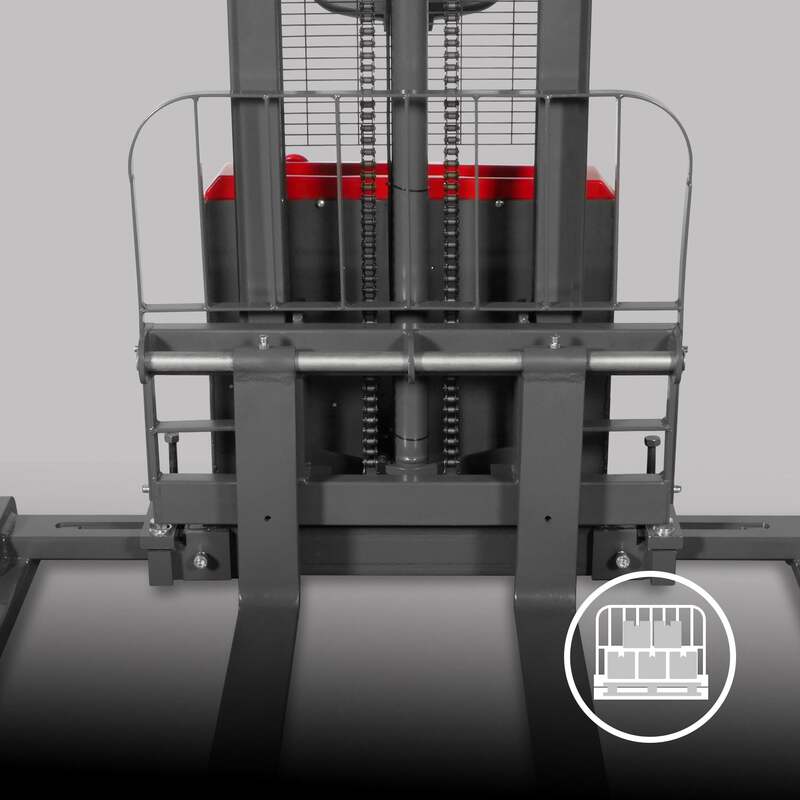 MechMaxx 202010 F33-118S Electric Straddle Stacker 3300 lb Capacity 118" Lift Adjustable Forks & Legs (SKU: 202010)