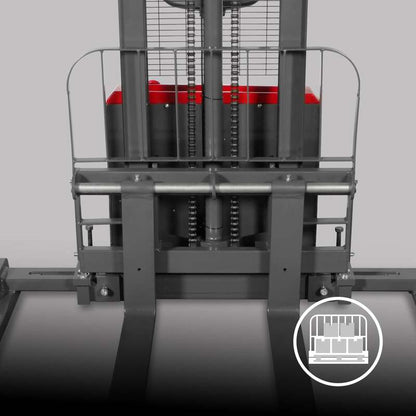 MechMaxx 202010 F33-118S Electric Straddle Stacker 3300 lb Capacity 118" Lift Adjustable Forks & Legs (SKU: 202010)