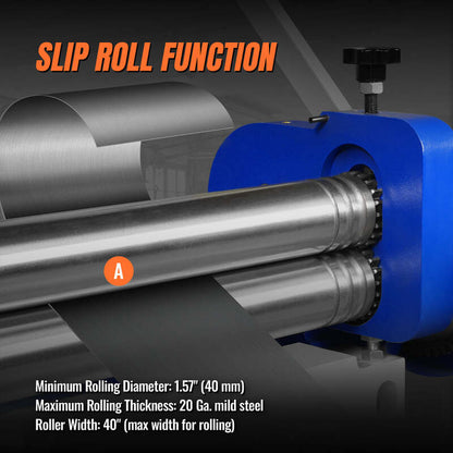 MechMaxx 500307 40" 3-in-1 Sheet Metal Machine – Slip Roll, Shear & Pan Brake (20 Gauge Capacity)