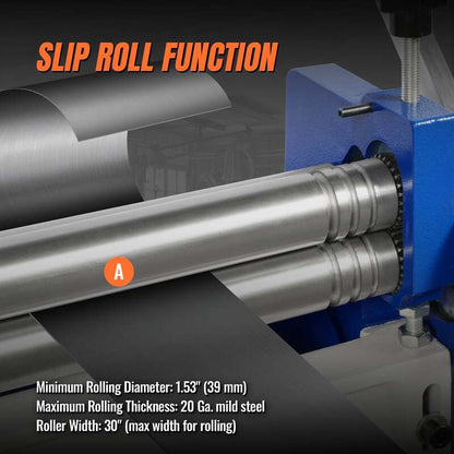 MechMaxx 500306 MMCB3016 30" 3-in-1 Sheet Metal Machine – Slip Roll, Shear & Pan Brake