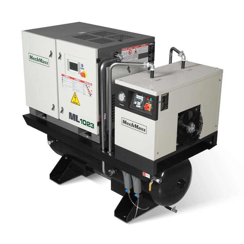 MechMaxx 300009 10HP Rotary Screw Air Compressor with Dryer & 66-Gal Tank – 32.8 CFM Industrial Air System