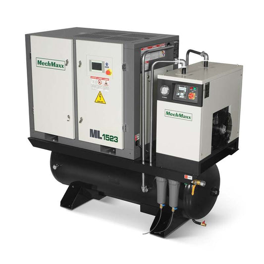 MechMaxx 300010 15HP Rotary Screw Air Compressor with Dryer & 105-Gal Tank – 45.9 CFM Industrial Air System