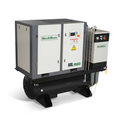 MechMaxx 300010 15HP Rotary Screw Air Compressor with Dryer & 105-Gal Tank – 45.9 CFM Industrial Air System