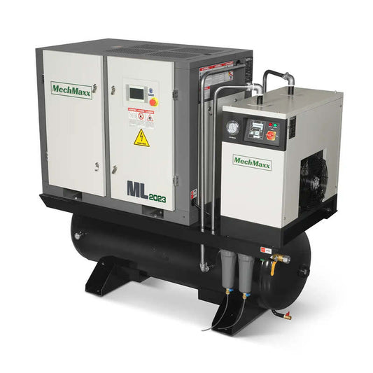 MechMaxx 300011 20HP Rotary Screw Air Compressor with Dryer & 105-Gal Tank – 78 CFM Industrial Air System