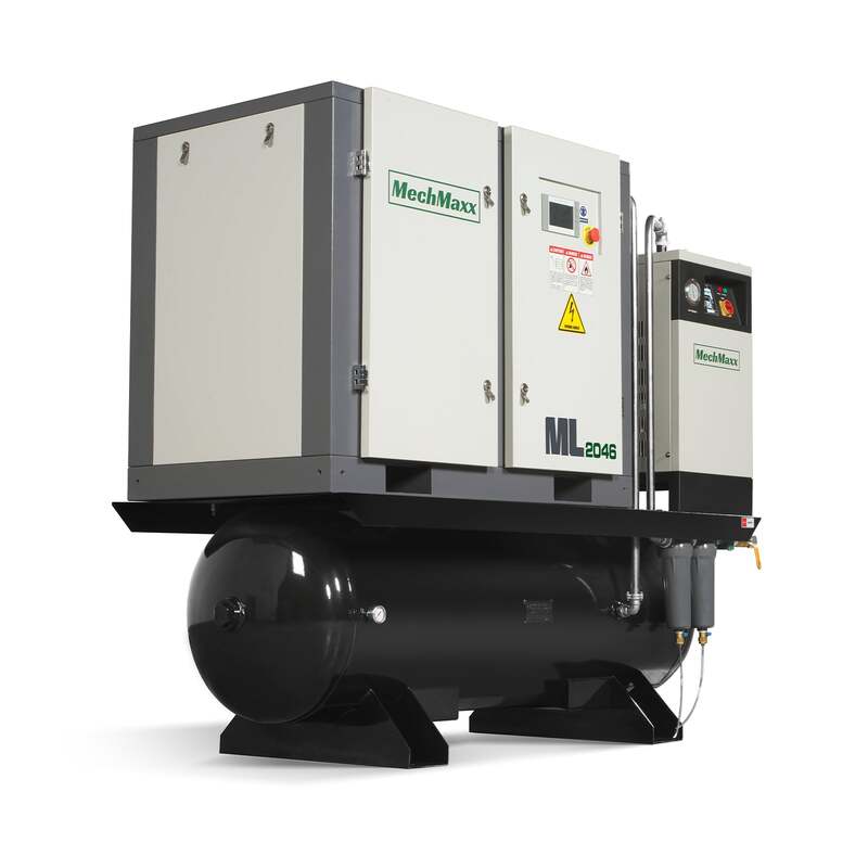 MechMaxx 300021 20HP Rotary Screw Air Compressor with Dryer & 105-Gal Tank – 78 CFM Industrial Air System