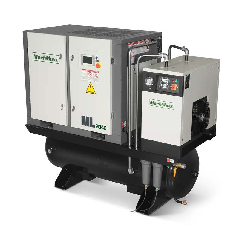 MechMaxx 300021 20HP Rotary Screw Air Compressor with Dryer & 105-Gal Tank – 78 CFM Industrial Air System