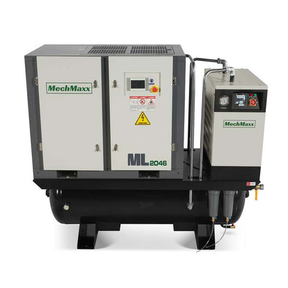 MechMaxx 300021 20HP Rotary Screw Air Compressor with Dryer & 105-Gal Tank – 78 CFM Industrial Air System