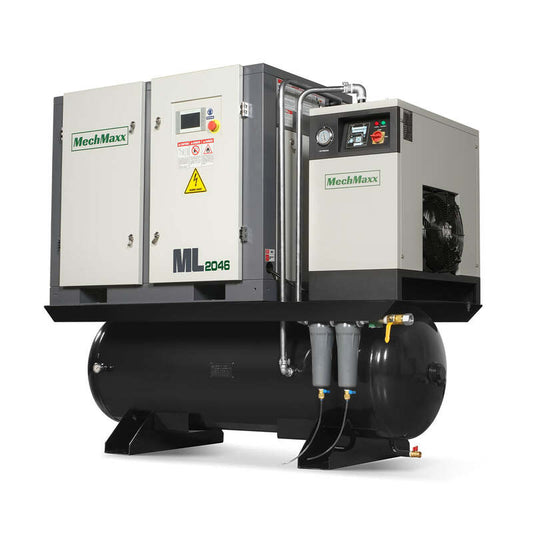 MechMaxx 300021 20HP Rotary Screw Air Compressor with Dryer & 105-Gal Tank – 78 CFM Industrial Air System