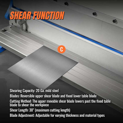 MechMaxx 500306 MMCB3016 30" 3-in-1 Sheet Metal Machine – Slip Roll, Shear & Pan Brake