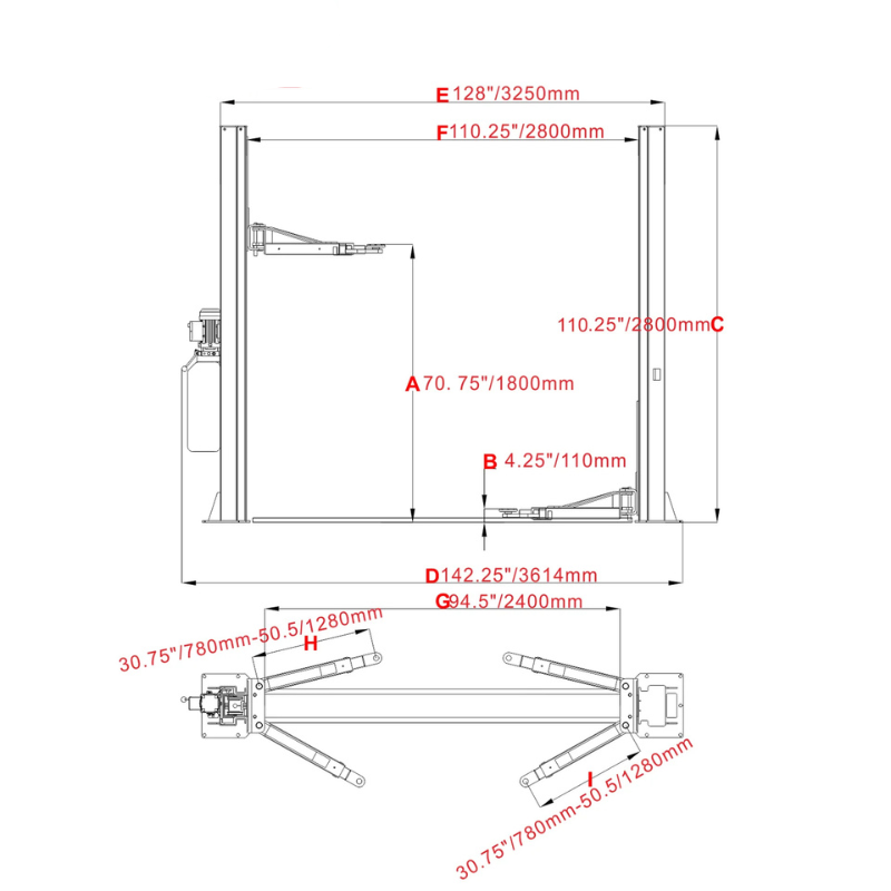 Katool KT-H100 Two Post Vehicle Lift 10,000lbs