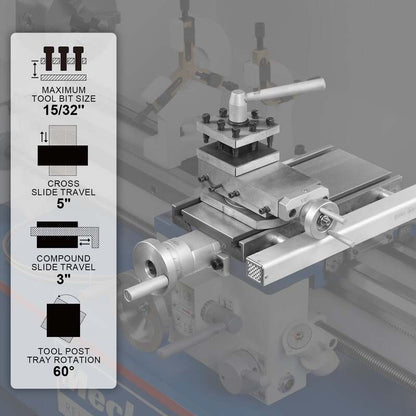 MechMaxx 500005 10" x 30" Variable Speed Metal Lathe – 1.5HP Brushless Motor, 1.5" Spindle Bore