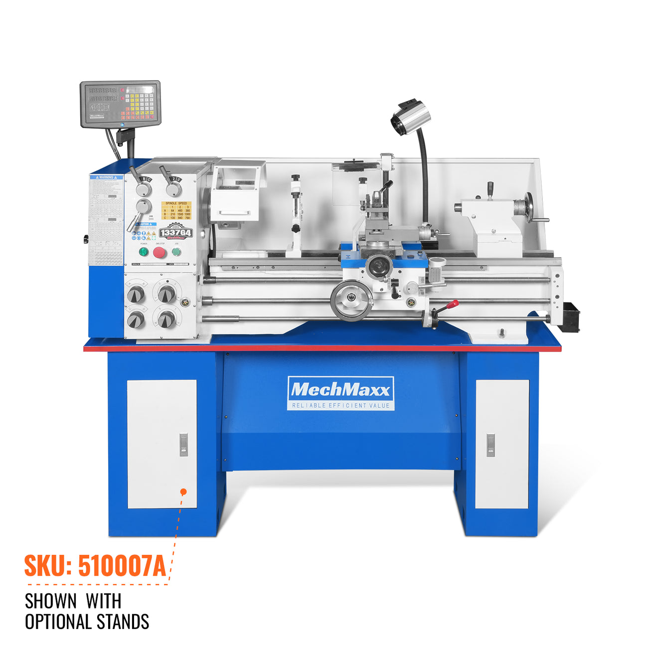 MechMaxx 500012 13" x 37" Industrial Metal Lathe – 1.5HP Variable Speed 64–1500 RPM, 4-Axis Slide