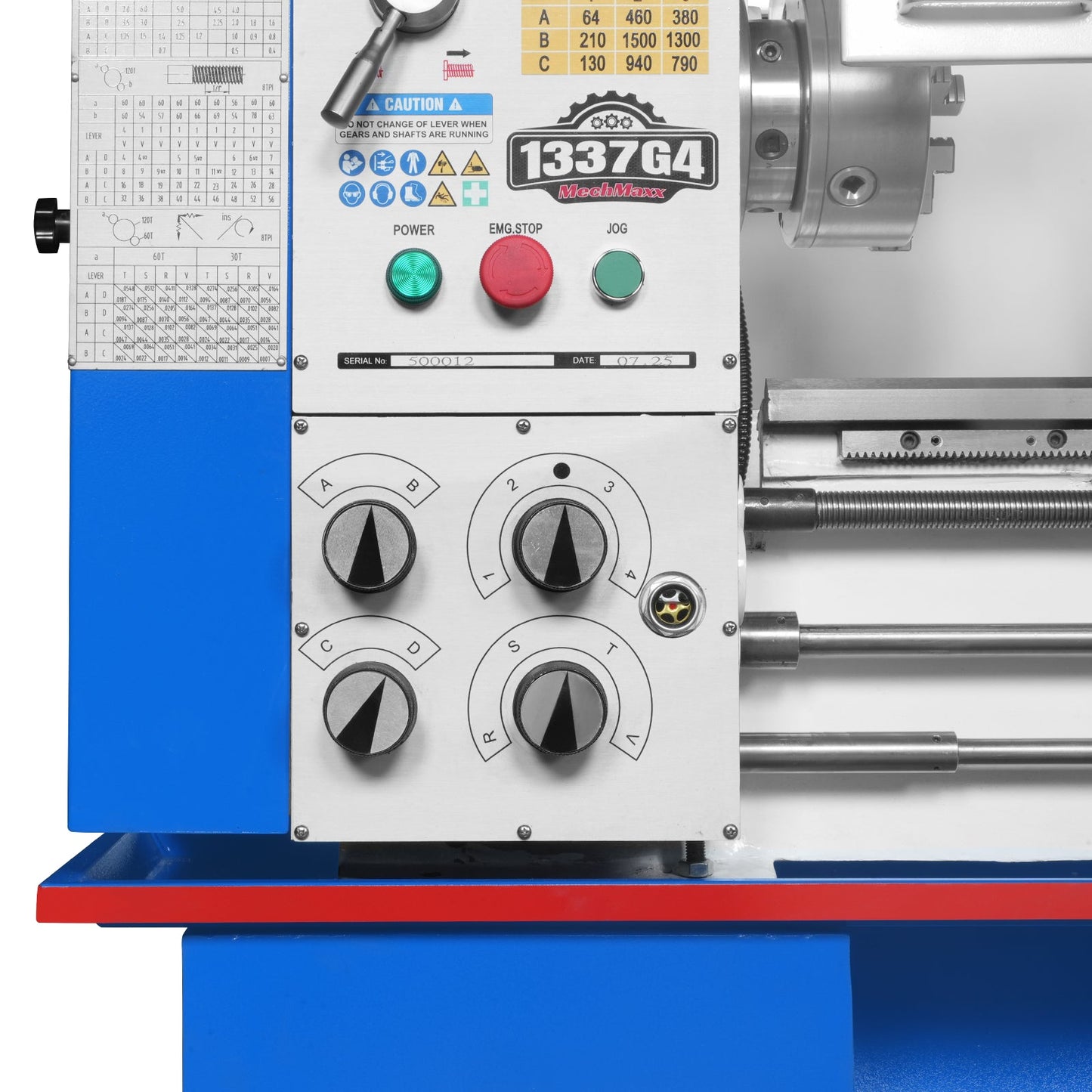 MechMaxx 500012 13" x 37" Industrial Metal Lathe – 1.5HP Variable Speed 64–1500 RPM, 4-Axis Slide