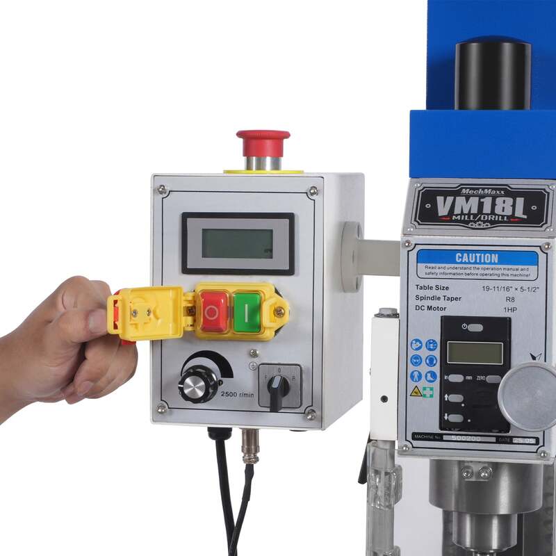MechMaxx 500200 VM18L 6" x 20" Benchtop Mill Drill Machine – 1HP Variable Speed R8 Milling Machine