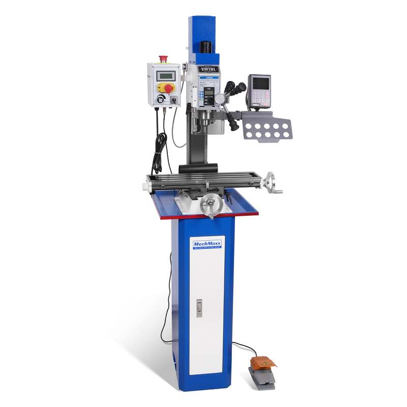 MechMaxx 500201 VM18LD 6" x 20" Benchtop Mill Drill with DRO – 1HP Variable Speed R8 Milling Machine