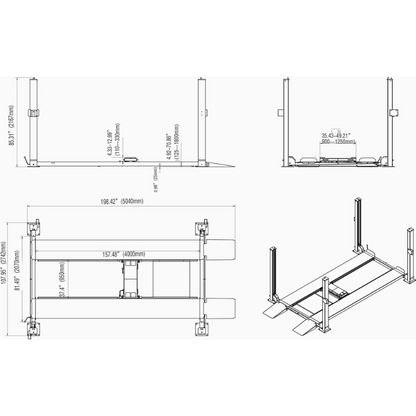 Katool KT-4H850 8,500lbs Heavy Duty 4 Post lift