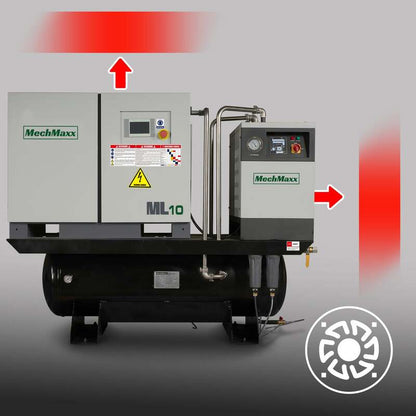 MechMaxx 300009 10HP Rotary Screw Air Compressor with Dryer & 66-Gal Tank – 32.8 CFM Industrial Air System