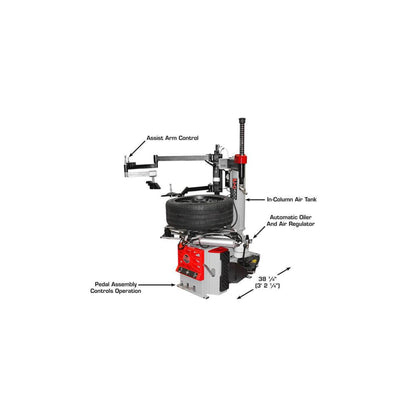 Atlas Platinum PTC300 Swing Arm Tire Changer with Left-Hand Assist Arm & Bead Blaster | 110V Professional Rim Clamp Wheel Changer