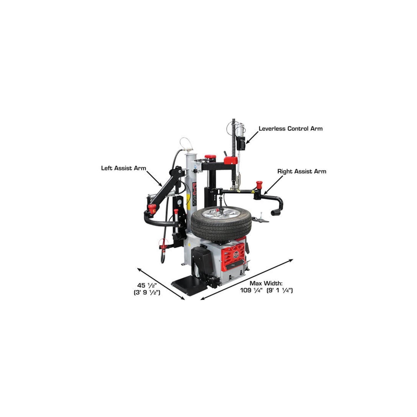 Atlas Platinum PTC500 Center Post Leverless Tire Changer with Dual Assist Arms & Wheel Lift | 110V Professional Tire Changer