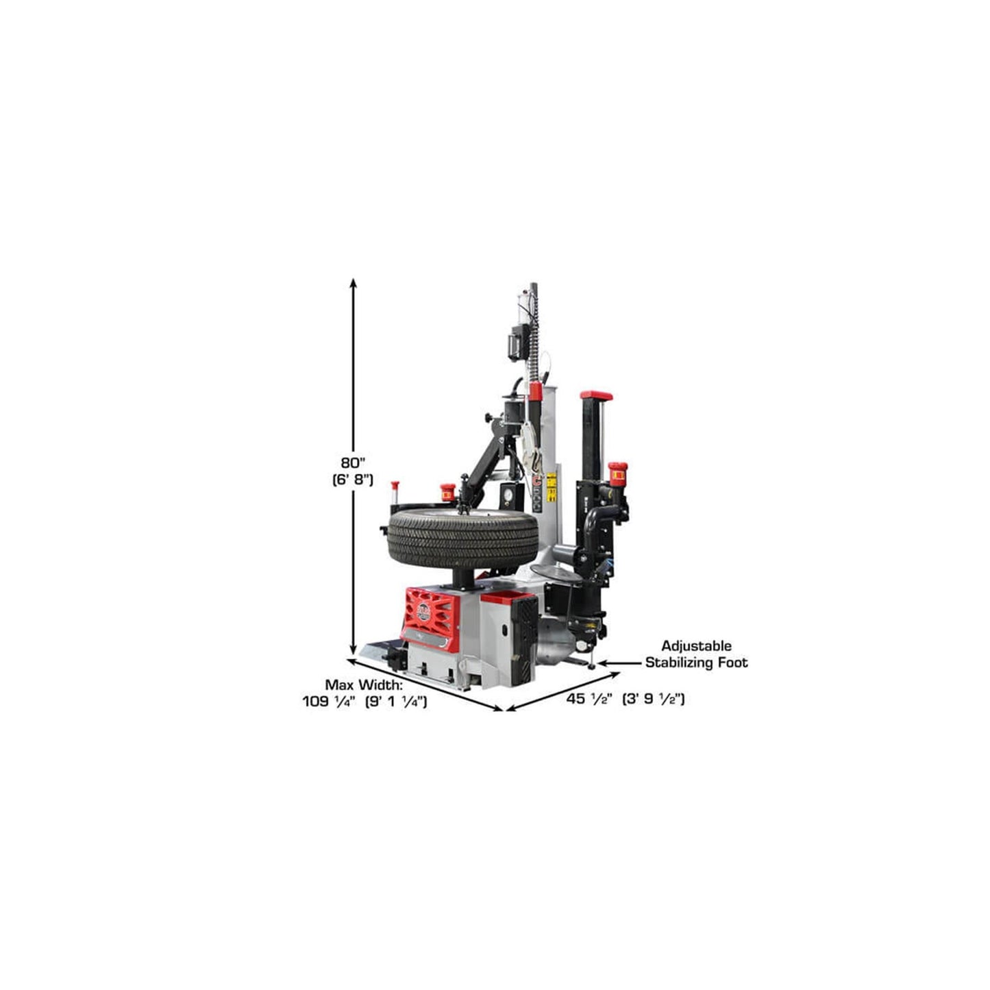 Atlas Platinum PTC500 Center Post Leverless Tire Changer with Dual Assist Arms & Wheel Lift | 110V Professional Tire Changer