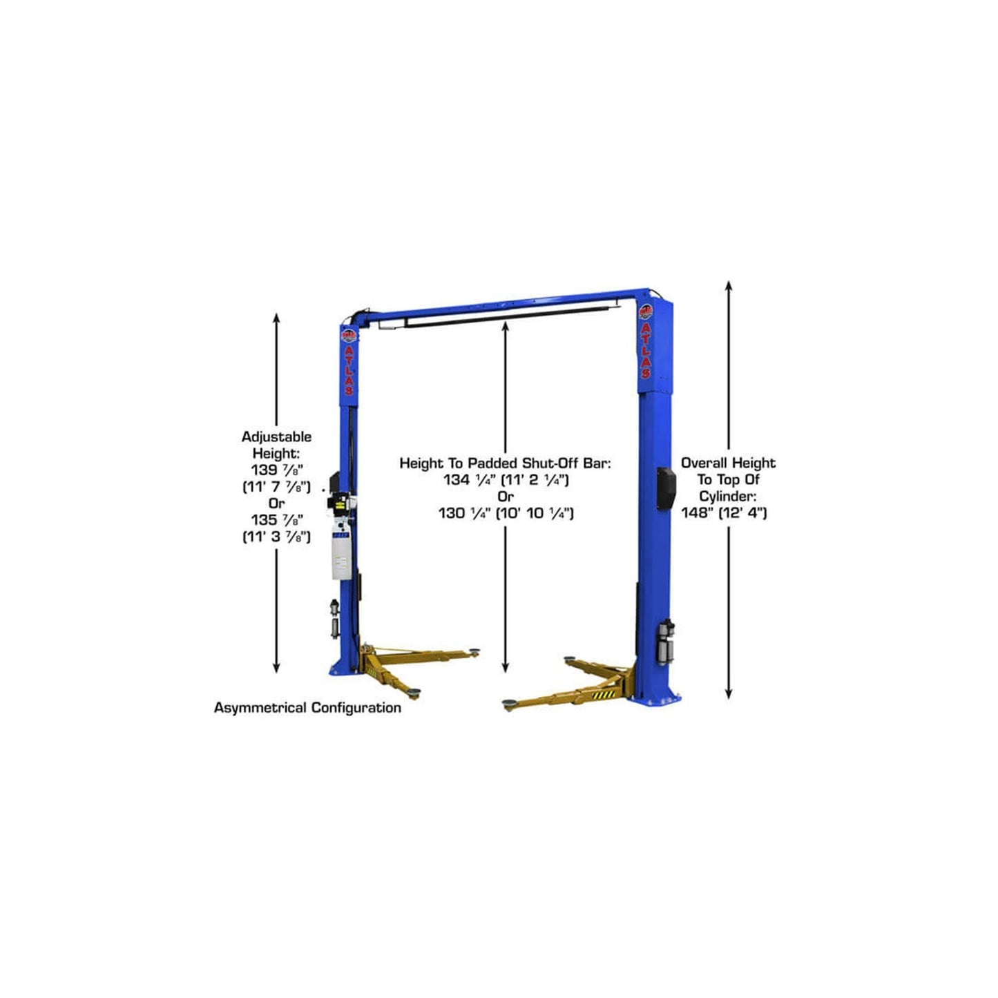 Atlas Platinum PVL10 10,000 lb ALI Certified Commercial Two-Post Car Lift