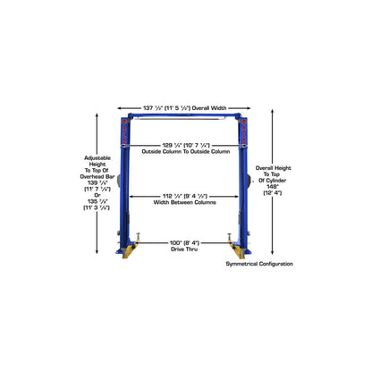 Atlas Platinum PVL10 10,000 lb ALI Certified Commercial Two-Post Car Lift