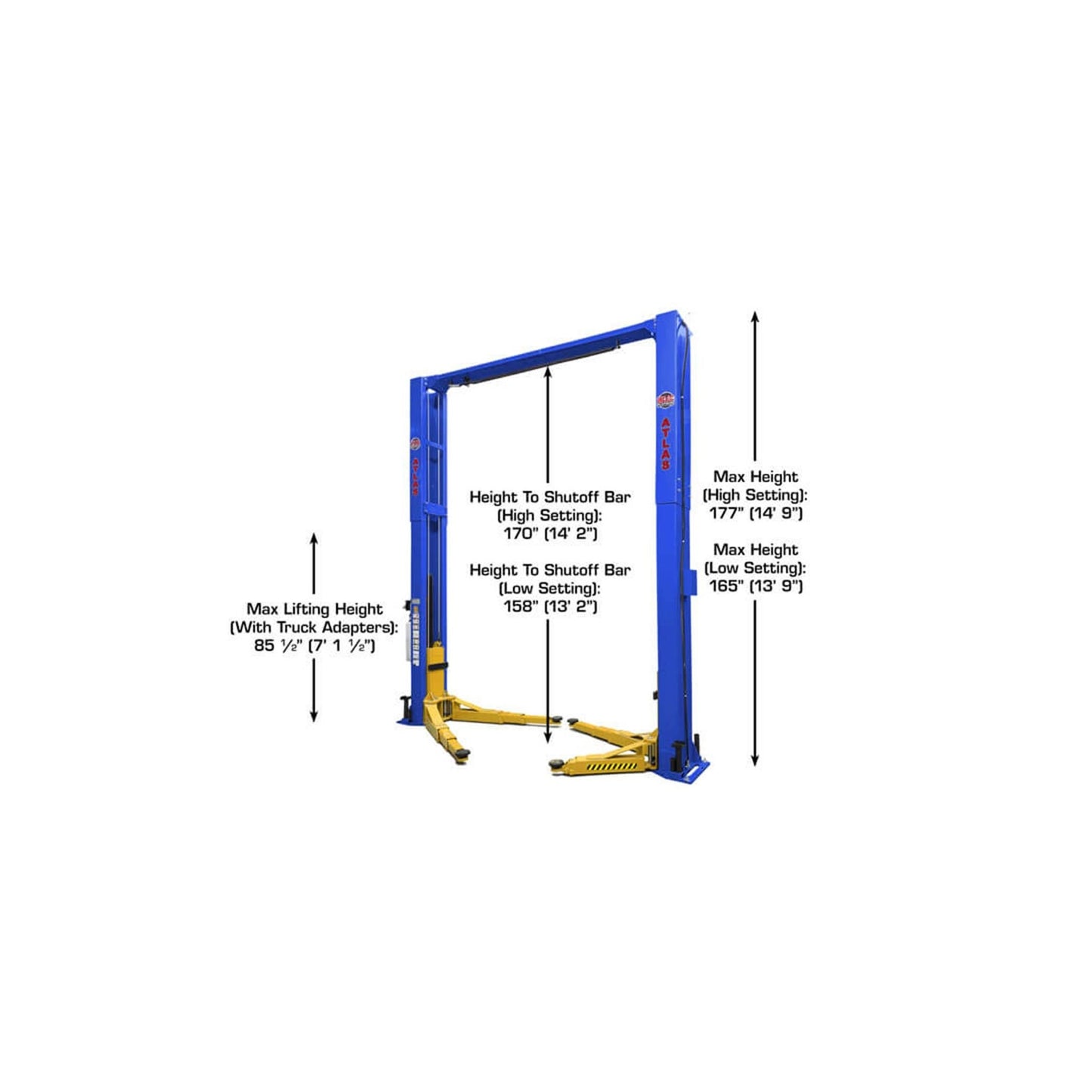 Atlas Platinum PVL12 12,000 lb ALI Certified Commercial Two-Post Car Lift
