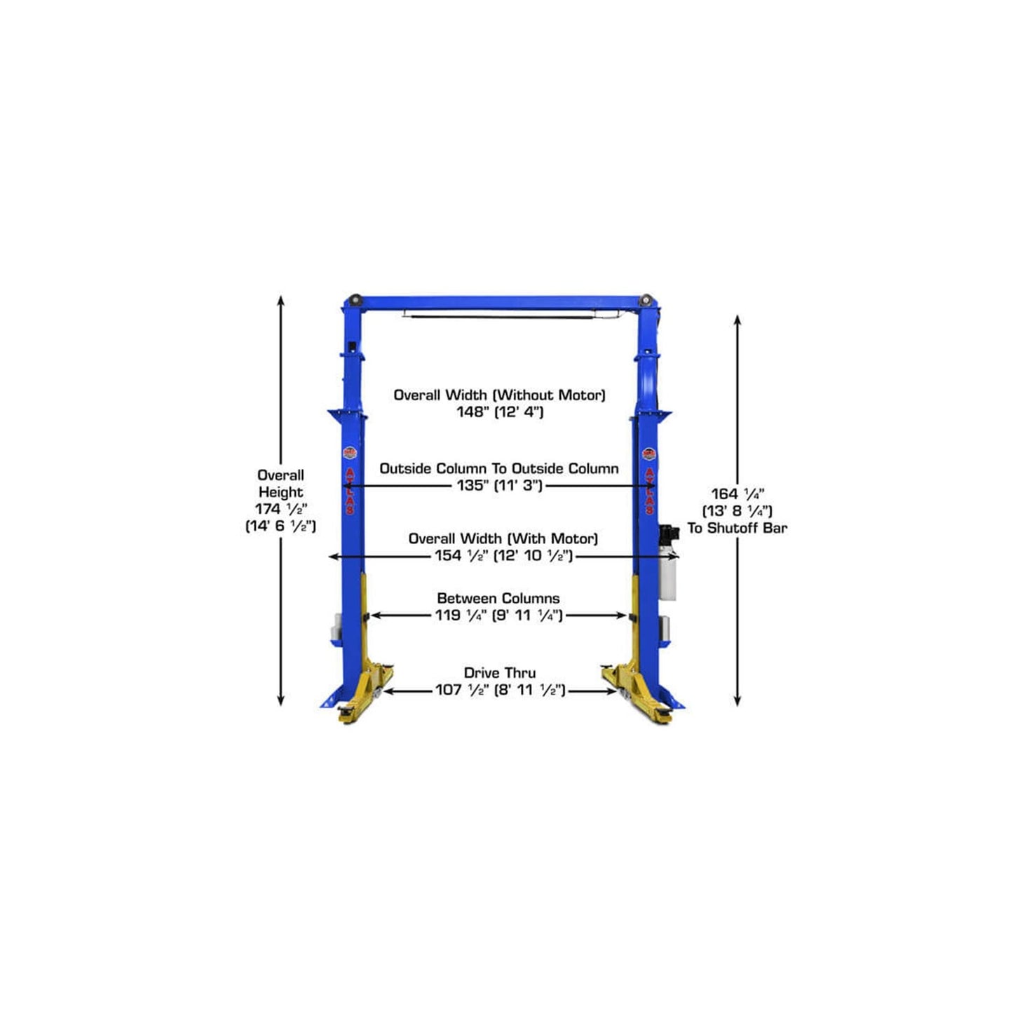 Atlas Platinum PVL15 15,000 lb ALI Certified Commercial Two-Post Car Lift