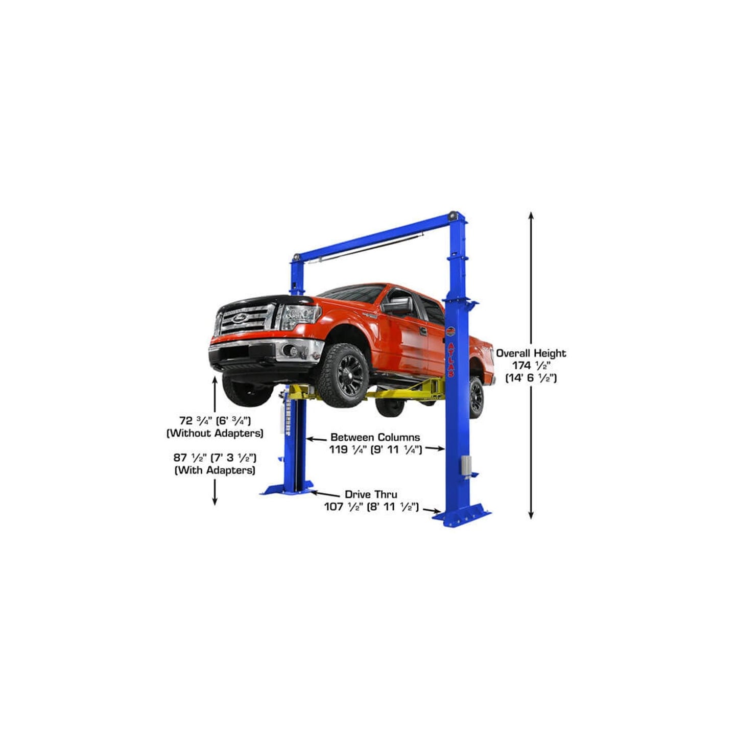 Atlas Platinum PVL15 15,000 lb ALI Certified Commercial Two-Post Car Lift