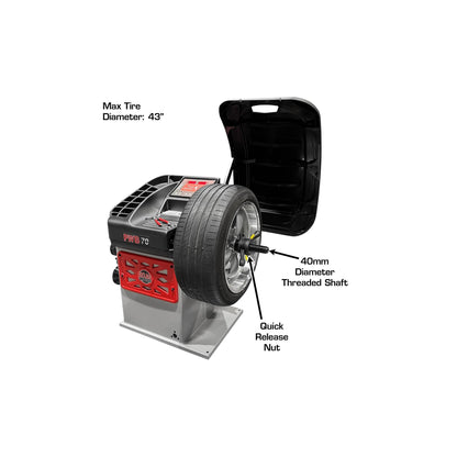 Atlas Platinum PWB70 Computerized Wheel Balancer | Italian Engineered | Laser Weight Placement | Automatic 2D Data Entry | 10"–30" Rim Capacity | 110V