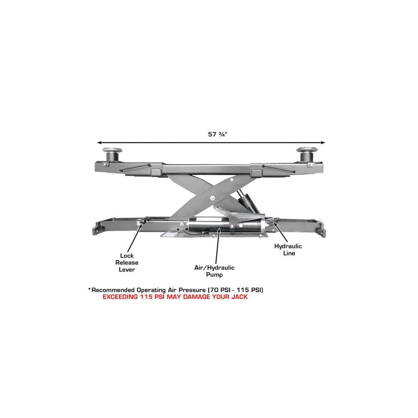 Atlas Platinum AP-RJ7000 7,000 lb Air/Hydraulic Rolling Bridge Jack