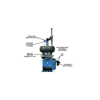 Atlas TC221 Swing Arm Tire Changer | 110V Rim Clamp Wheel Changer for Steel & Alloy Wheels
