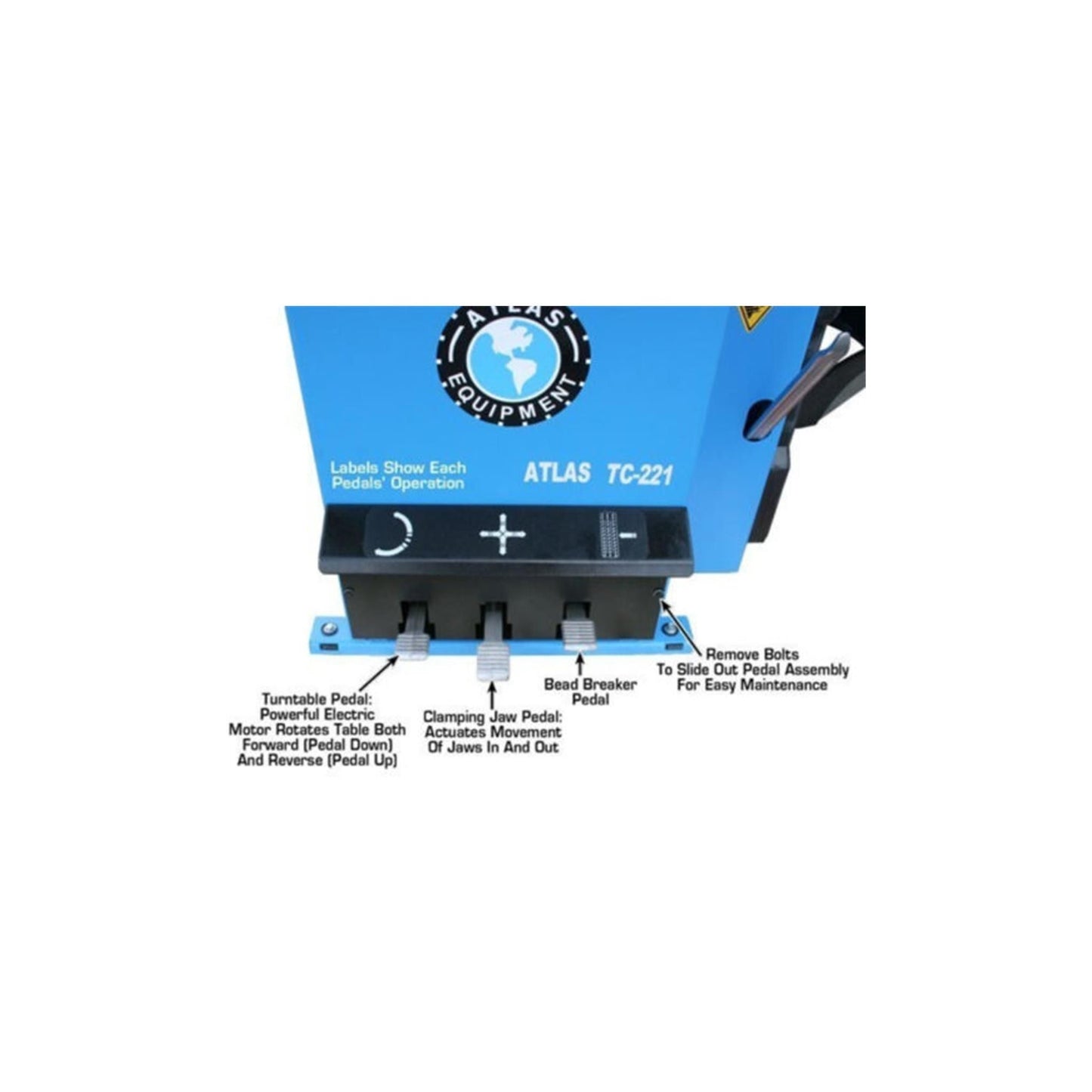 Atlas TC221 Swing Arm Tire Changer | 110V Rim Clamp Wheel Changer for Steel & Alloy Wheels