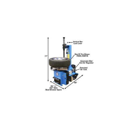 Atlas TC229 Swing Arm Tire Changer with Bead Blaster | 110V Rim Clamp Wheel Changer for Steel & Alloy Wheels