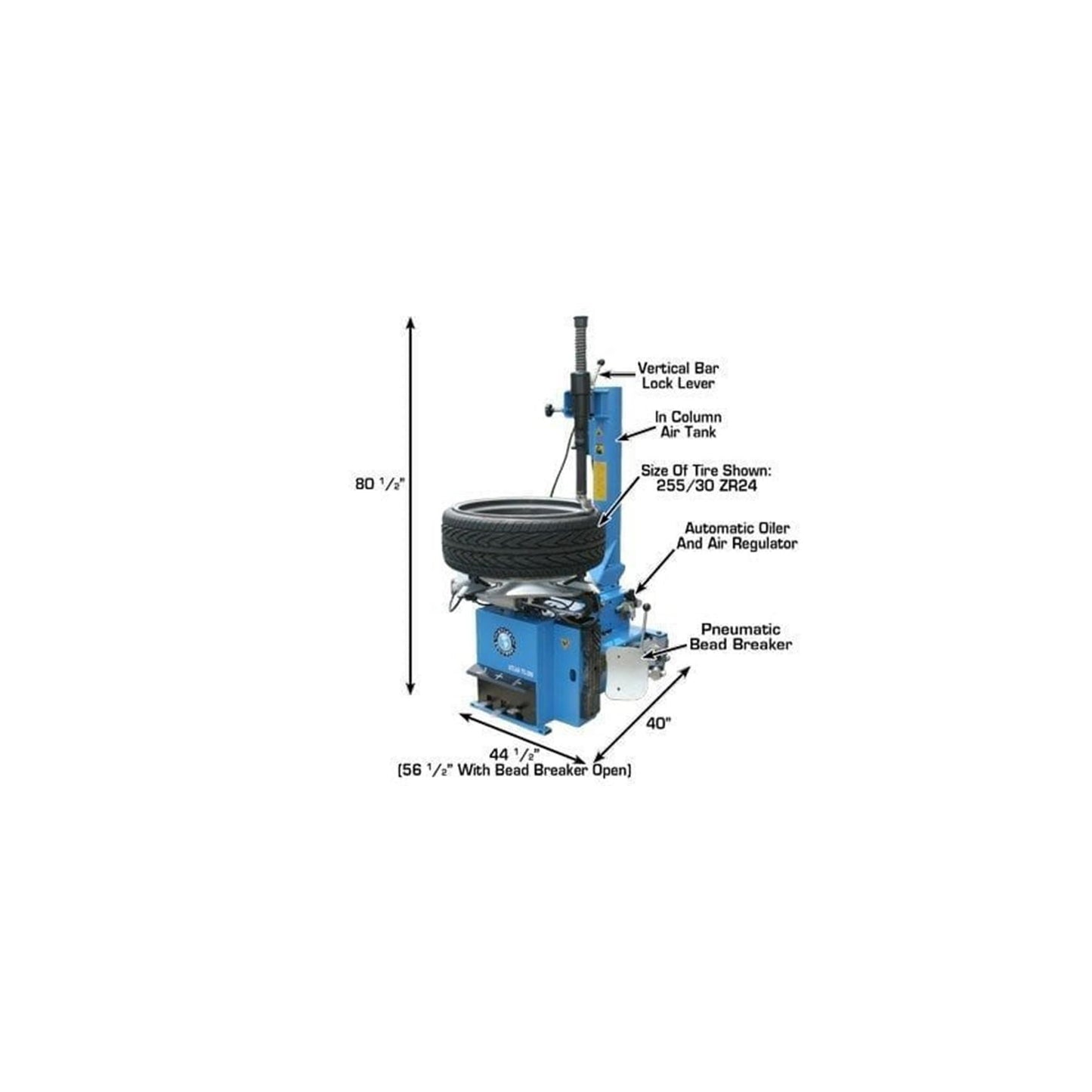 Atlas TC289 Large Swing Arm Tire Changer with Bead Blaster | 110V Rim Clamp Wheel Changer for Truck, SUV & Alloy Wheels