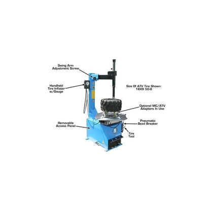 Atlas TC289 Large Swing Arm Tire Changer with Bead Blaster | 110V Rim Clamp Wheel Changer for Truck, SUV & Alloy Wheels