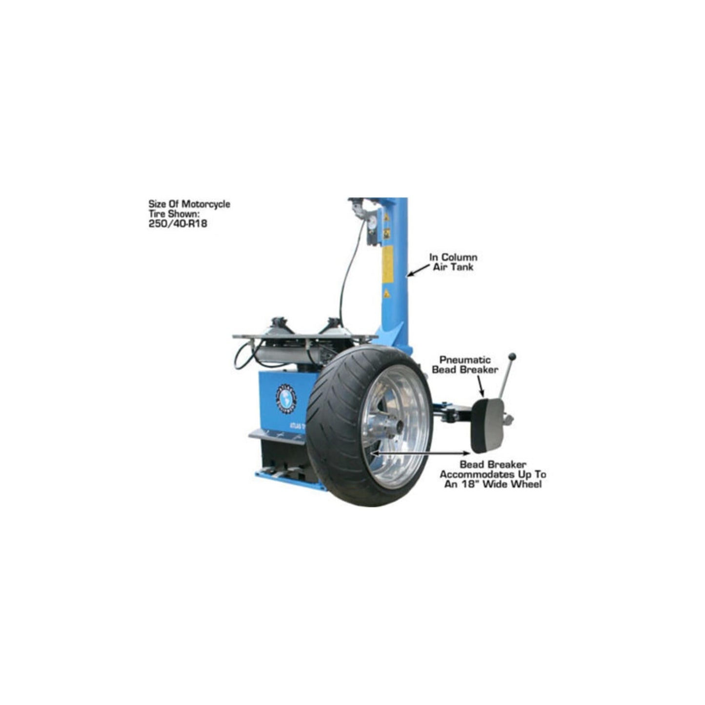 Atlas TC289 Large Swing Arm Tire Changer with Bead Blaster | 110V Rim Clamp Wheel Changer for Truck, SUV & Alloy Wheels