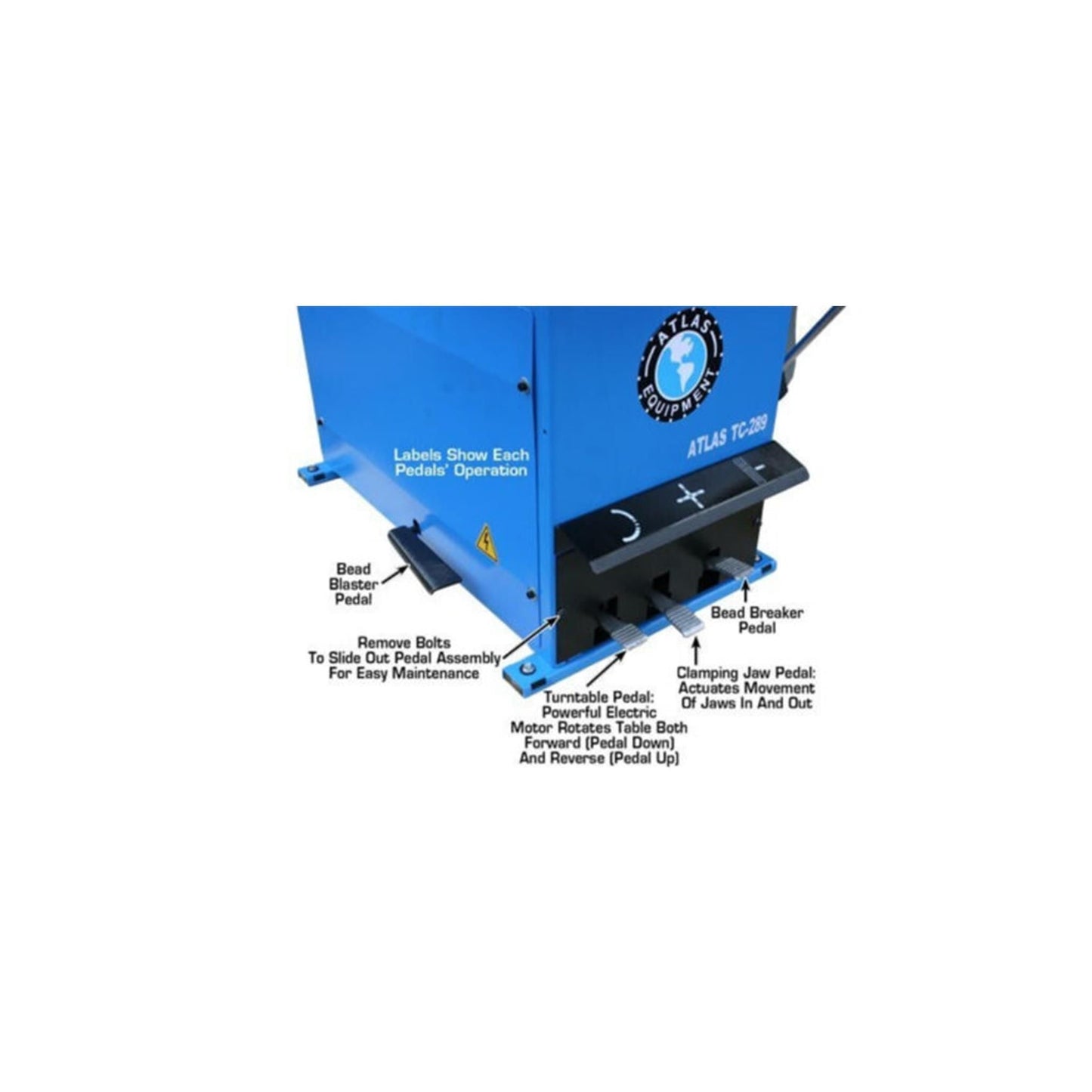 Atlas TC289 Large Swing Arm Tire Changer with Bead Blaster | 110V Rim Clamp Wheel Changer for Truck, SUV & Alloy Wheels