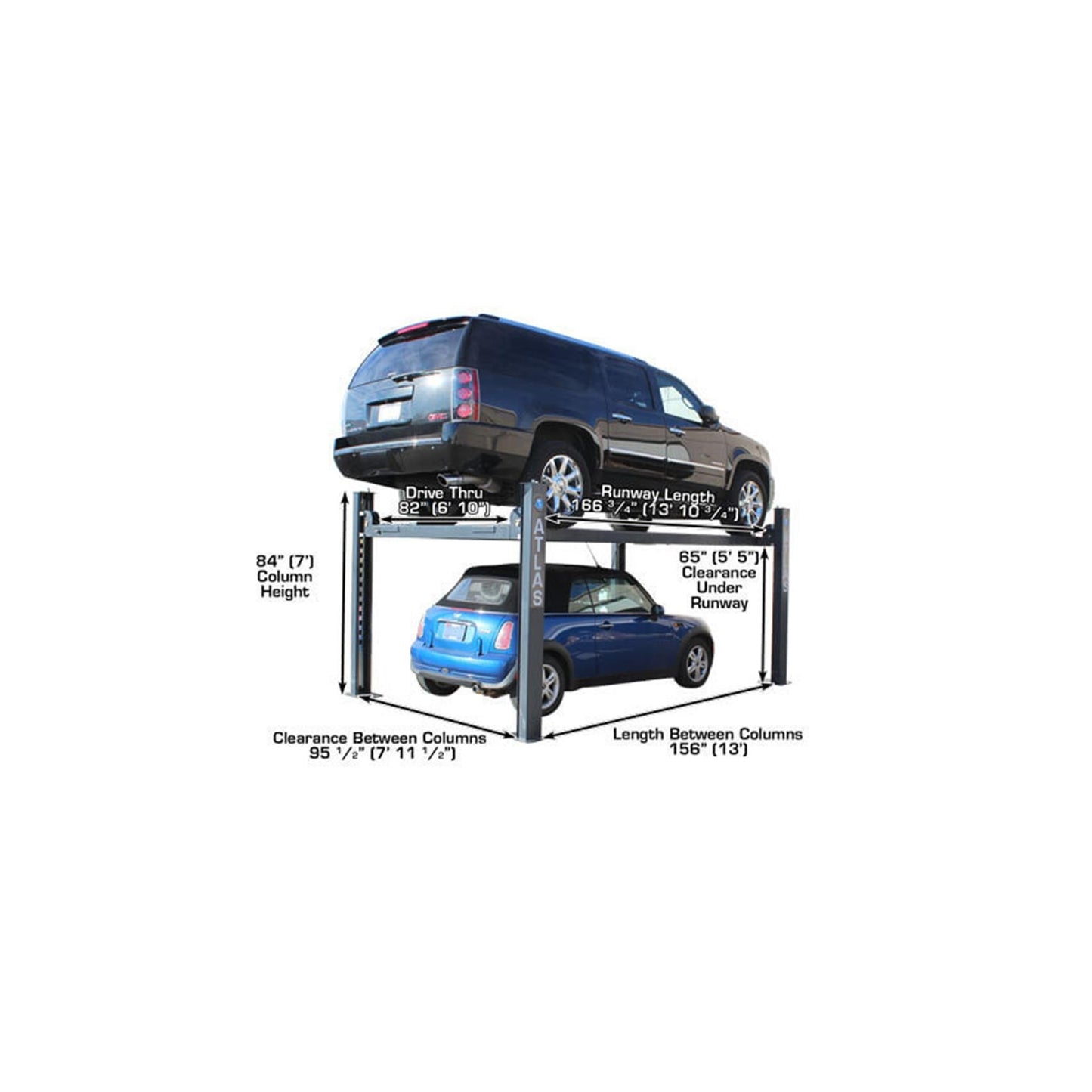 Atlas 408SL 8,000 lb Deluxe Portable Four-Post Car Lift